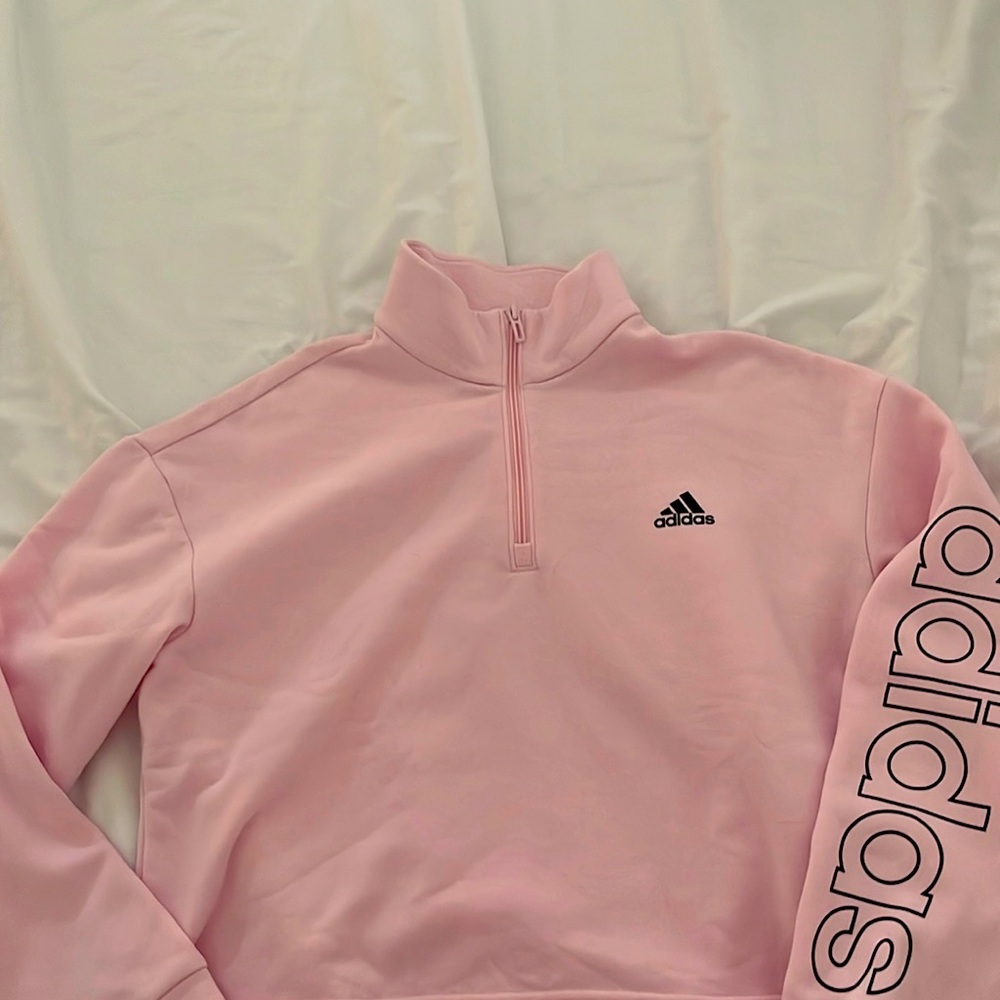 Adidas half zipped pink fleece